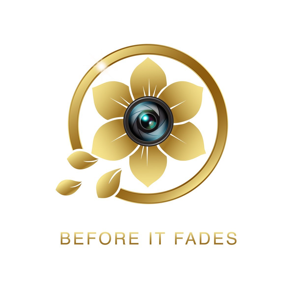 Before It Fades gold floral camera logo designed by Designkralo