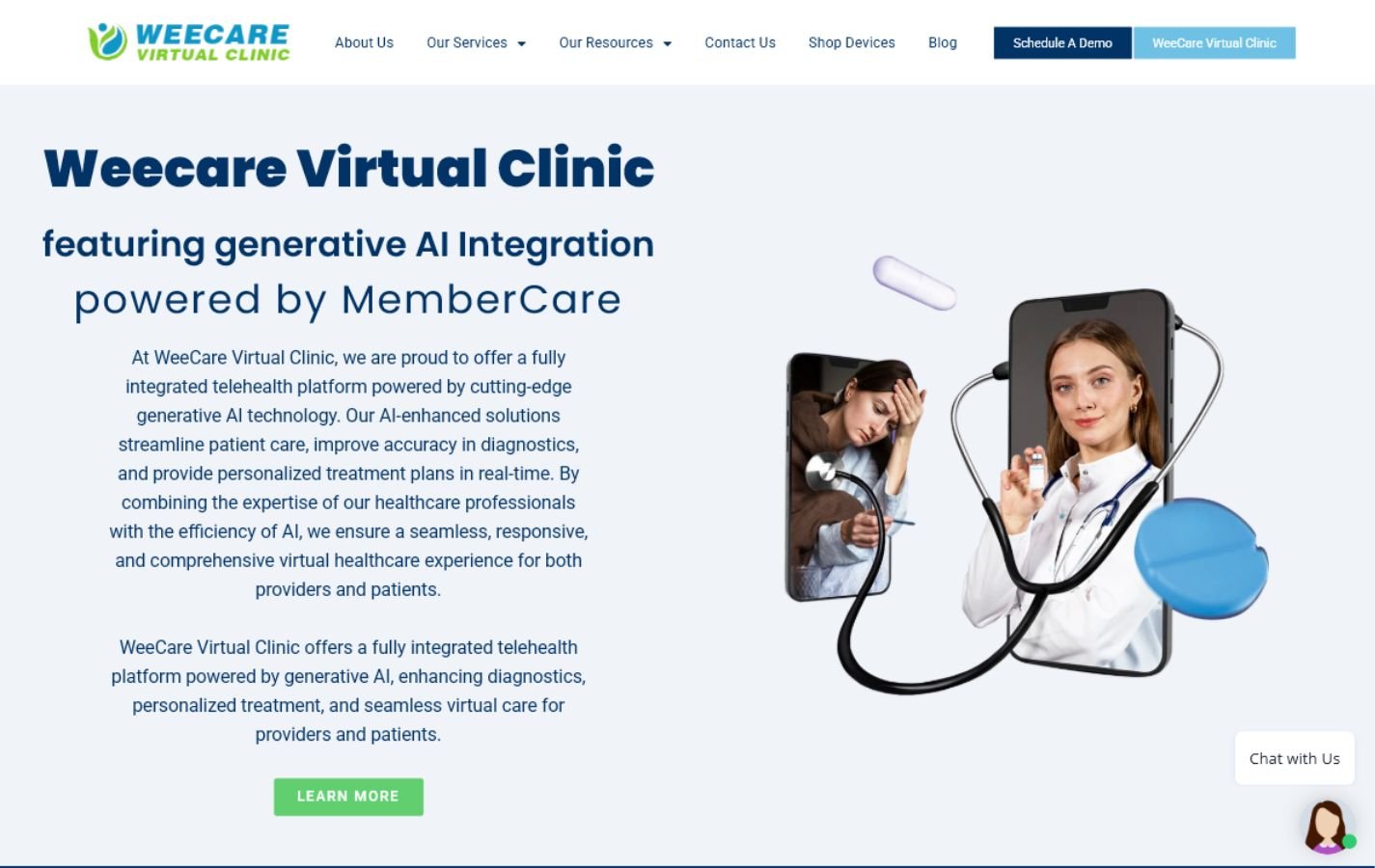 WeeCare Virtual Clinic healthcare website homepage designed and developed by Designkralo