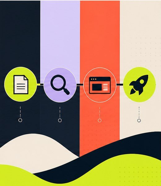 A clear creative workflow moving from planning to review and launch